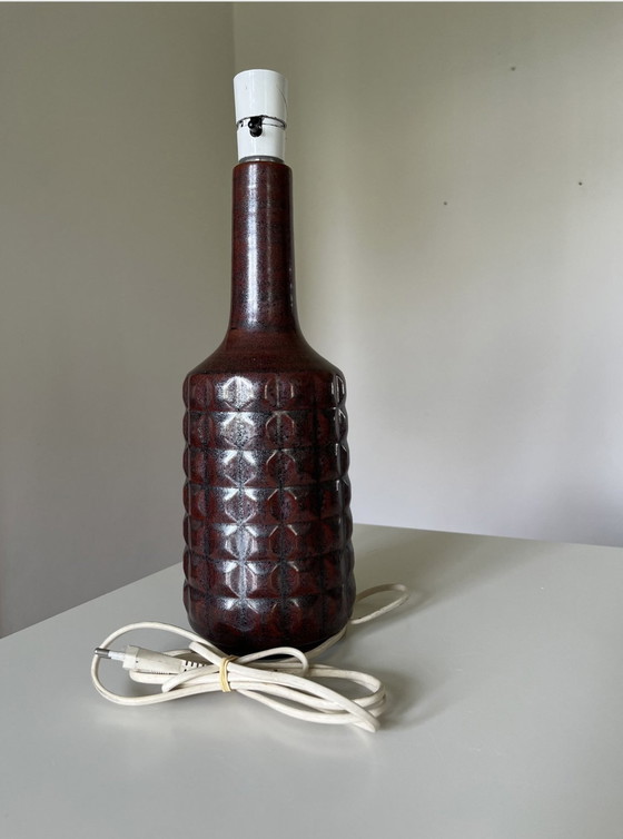 Image 1 of Grote Désirée Stentøj Tafellamp Lampfot Aardewerk/Keramiek, Deens Vintage Keramiek, Handgemaakt 1970S, Reliëf, Structuur