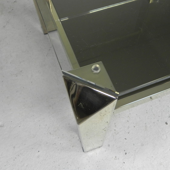 Image 1 of Belgo Chrom salontafel met 2 glasplaten, jaren 70