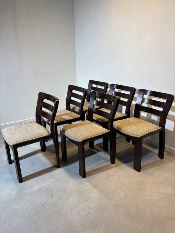 Image 1 of Set van zes "Brutalistische" eetkamerstoelen