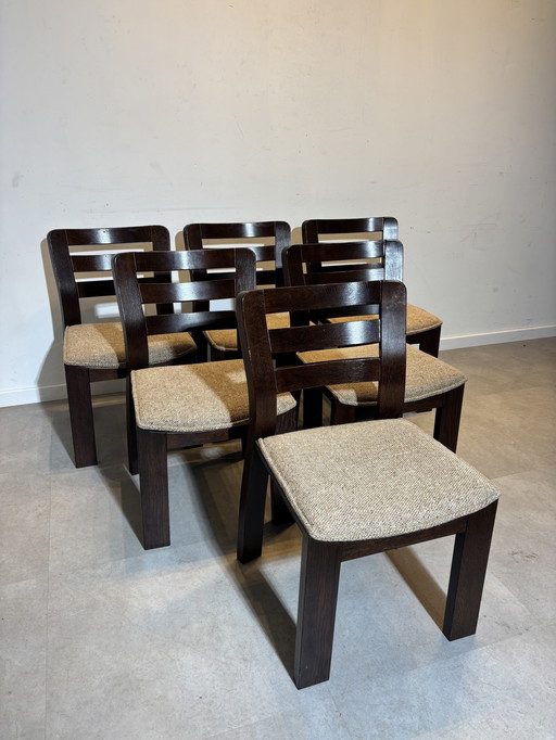 Set van zes "Brutalistische" eetkamerstoelen