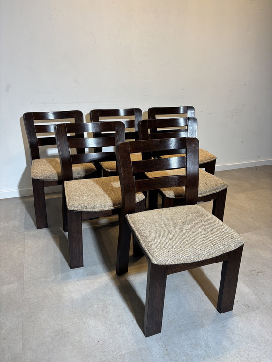 Image 1 of Set van zes "Brutalistische" eetkamerstoelen