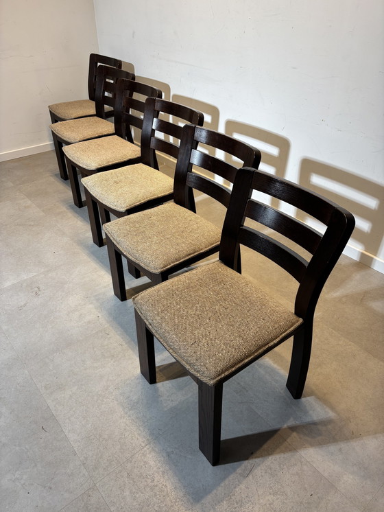 Image 1 of Set van zes "Brutalistische" eetkamerstoelen