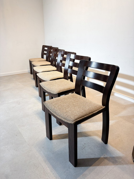 Image 1 of Set van zes "Brutalistische" eetkamerstoelen