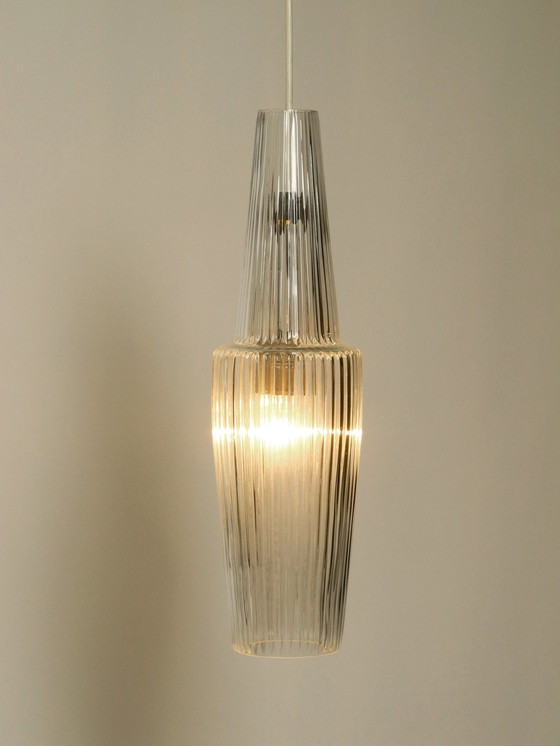 Image 1 of Zeldzame originele handgeblazen kristallen glazen hanglamp 'Pisa' van Aloys Ferdinand Gangkofner voor Peill & Putzler 1952