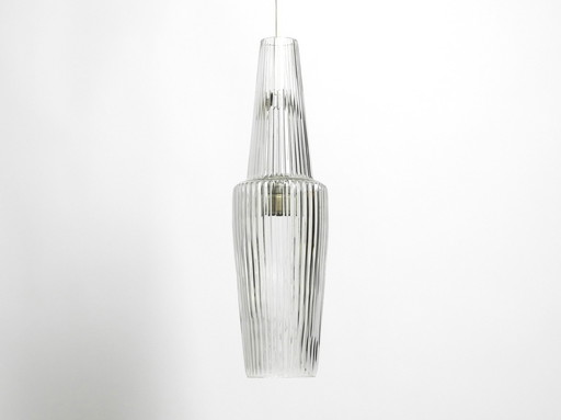 Zeldzame originele handgeblazen kristallen glazen hanglamp 'Pisa' van Aloys Ferdinand Gangkofner voor Peill & Putzler 1952