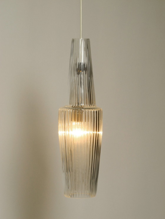 Image 1 of Zeldzame originele handgeblazen kristallen glazen hanglamp 'Pisa' van Aloys Ferdinand Gangkofner voor Peill & Putzler 1952