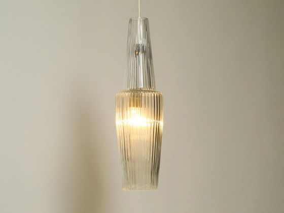 Image 1 of Zeldzame originele handgeblazen kristallen glazen hanglamp 'Pisa' van Aloys Ferdinand Gangkofner voor Peill & Putzler 1952