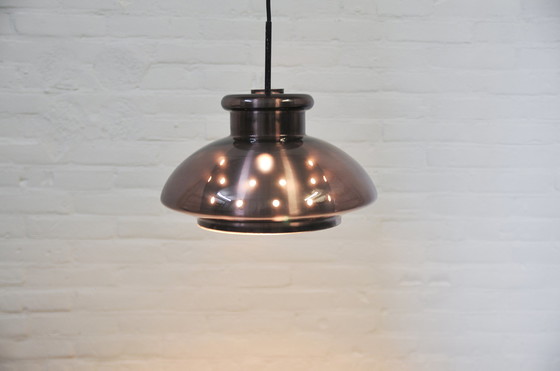 Image 1 of Vintage Doria Leuchten paarse glazen hanglamp