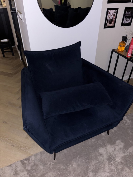 Image 1 of Zitmaxx Dordoni Bank & Fauteuil Donkerblauw Velvet