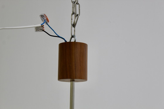 Image 1 of Vintage plafondlamp, 4-armige lamp - hout, amberkleurig