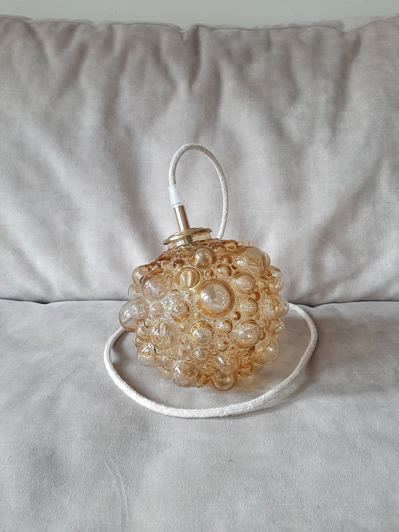 Image 1 of Vintage Glazen Bubble Hanglamp Amberkleur