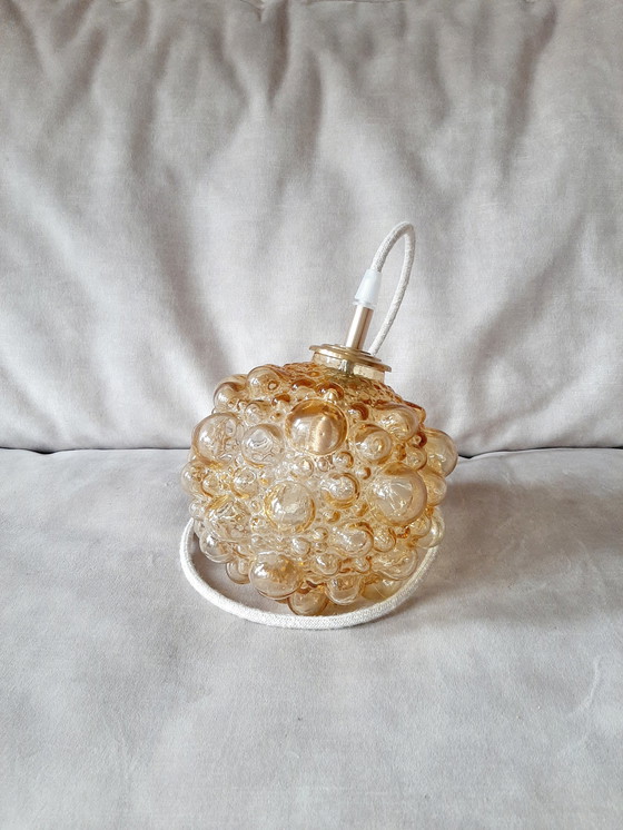 Image 1 of Vintage Glazen Bubble Hanglamp Amberkleur