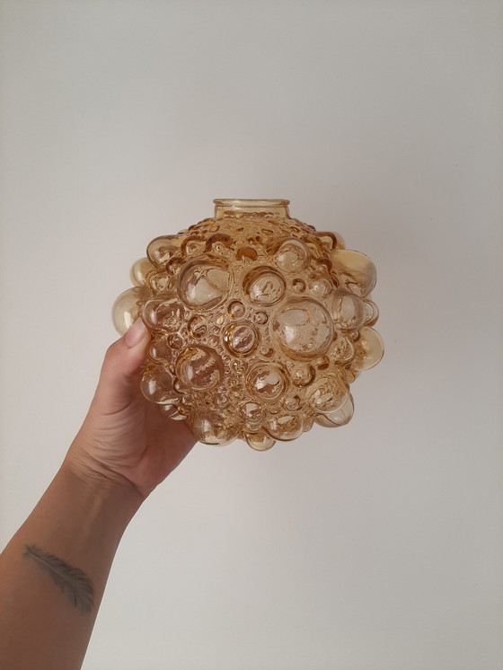 Image 1 of Vintage Glazen Bubble Hanglamp Amberkleur