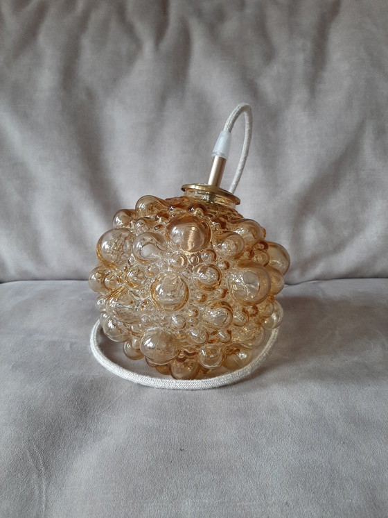 Image 1 of Vintage Glazen Bubble Hanglamp Amberkleur