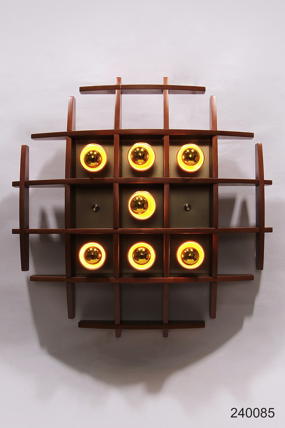 Image 1 of Iconische Houten wandlamp van Angelo Brotto, Jaren '60 Design