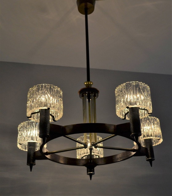 Image 1 of Vintage IJsglas Designluchter, 1950