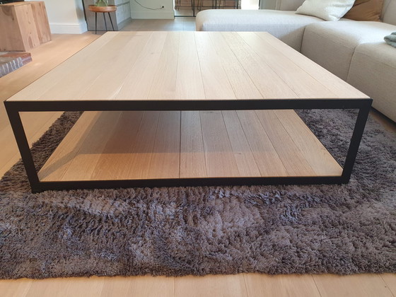 Image 1 of Van Rossum Two Massief Houten Salontafel Met Metalen Frame