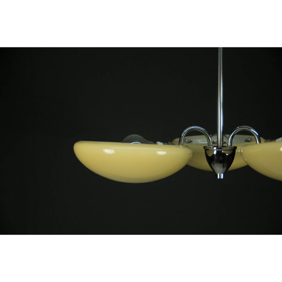 Image 1 of Minimalistische vintage kroonluchter met 3 vlammen, 1930