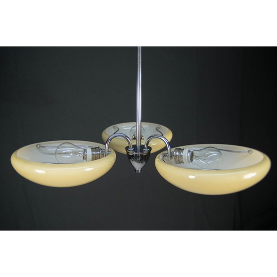 Image 1 of Minimalistische vintage kroonluchter met 3 vlammen, 1930