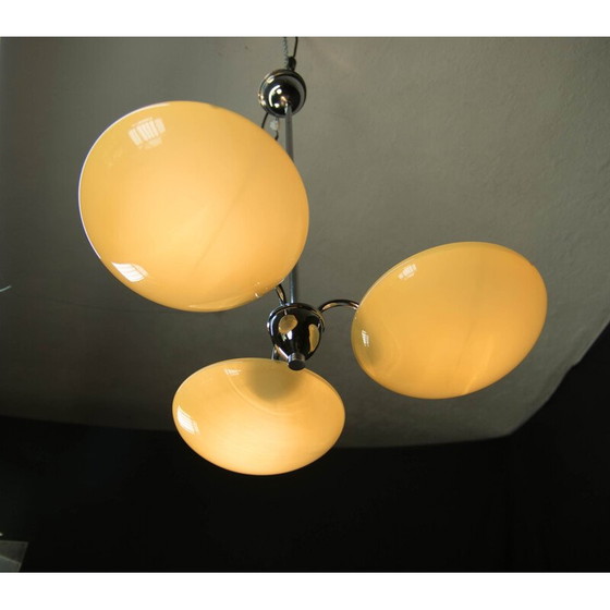 Image 1 of Minimalistische vintage kroonluchter met 3 vlammen, 1930