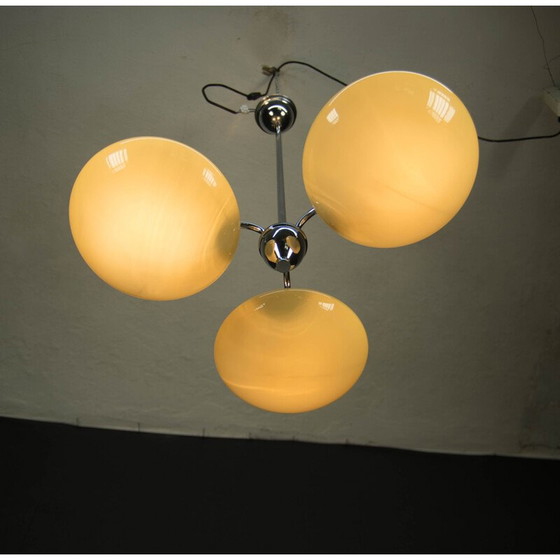 Image 1 of Minimalistische vintage kroonluchter met 3 vlammen, 1930