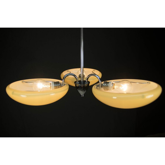 Image 1 of Minimalistische vintage kroonluchter met 3 vlammen, 1930