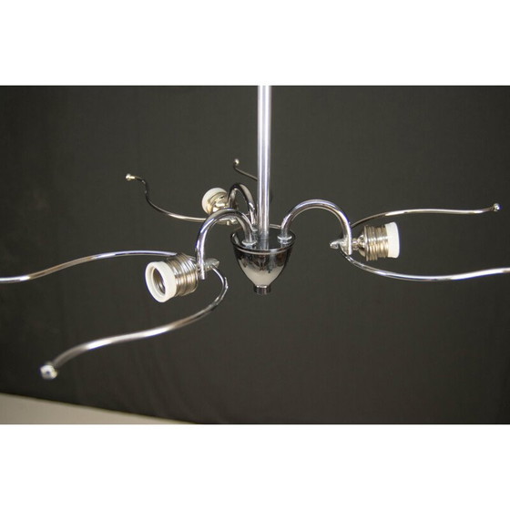 Image 1 of Minimalistische vintage kroonluchter met 3 vlammen, 1930