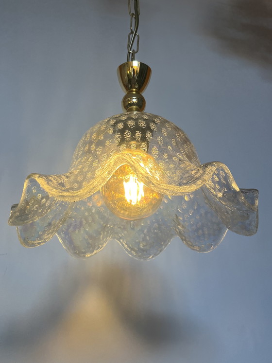 Image 1 of Vintage Murano geblazen kristallen hanglamp infusie glas 