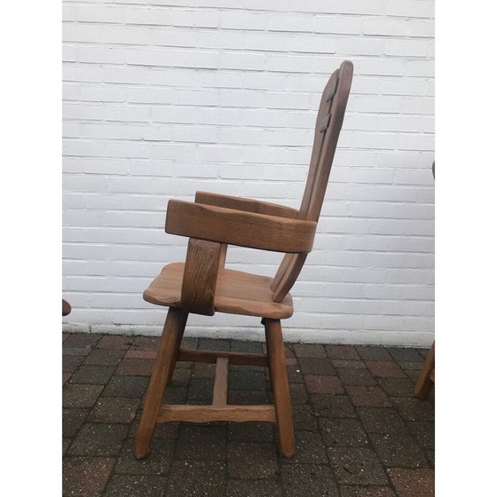 Image 1 of Set van 6 vintage brutalistische stoelen van het ambachtelijke huis De Puydt, België 1960