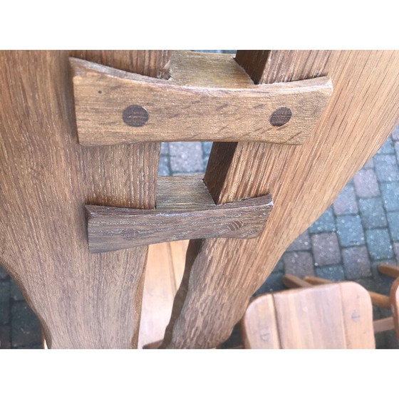 Image 1 of Set van 6 vintage brutalistische stoelen van het ambachtelijke huis De Puydt, België 1960