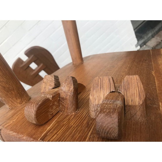 Image 1 of Set van 6 vintage brutalistische stoelen van het ambachtelijke huis De Puydt, België 1960