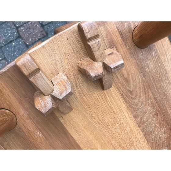 Image 1 of Set van 6 vintage brutalistische stoelen van het ambachtelijke huis De Puydt, België 1960