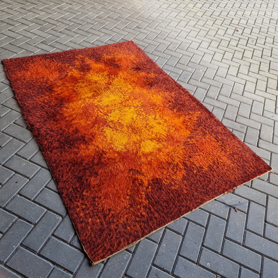 Image 1 of Jaren 70 Vintage Vloerkleed Space Age Oranje Vloerkleed