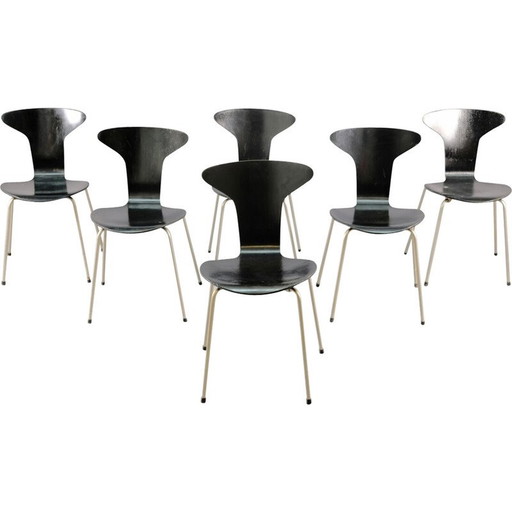 Set van 6 vintage houten eetkamerstoelen van Arne Jacobsen voor Fritz Hansen, 1959
