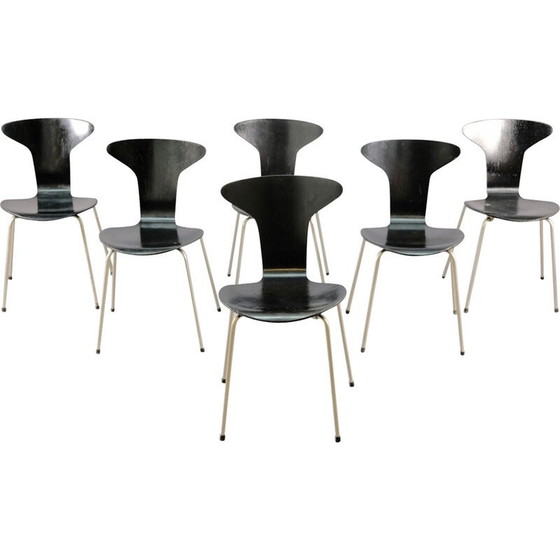 Image 1 of Set van 6 vintage houten eetkamerstoelen van Arne Jacobsen voor Fritz Hansen, 1959