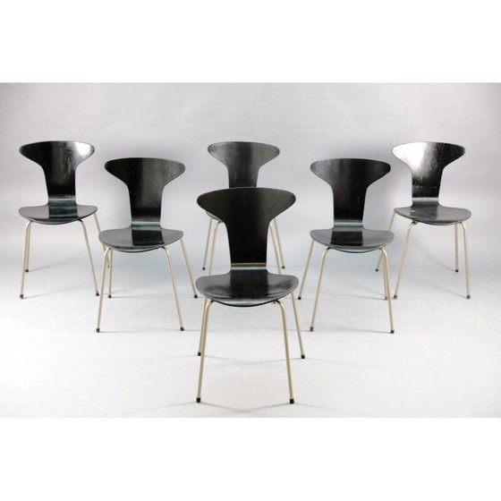 Image 1 of Set van 6 vintage houten eetkamerstoelen van Arne Jacobsen voor Fritz Hansen, 1959