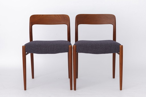 2 Vintage stoelen Niels Moller, Model 75, Teak, 1950, Deense Vintage