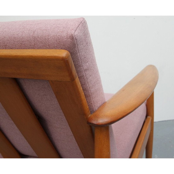 Image 1 of Vintage scandinavische roze fauteuil in beukenhout - jaren 1960
