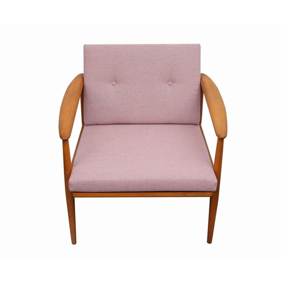 Image 1 of Vintage scandinavische roze fauteuil in beukenhout - jaren 1960