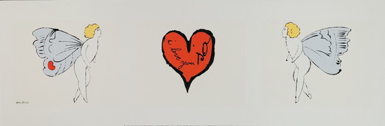 Image 1 of Andy Warhol: "I Love You So, Drieluik, 1957" Gesigneerd In De Plaat.