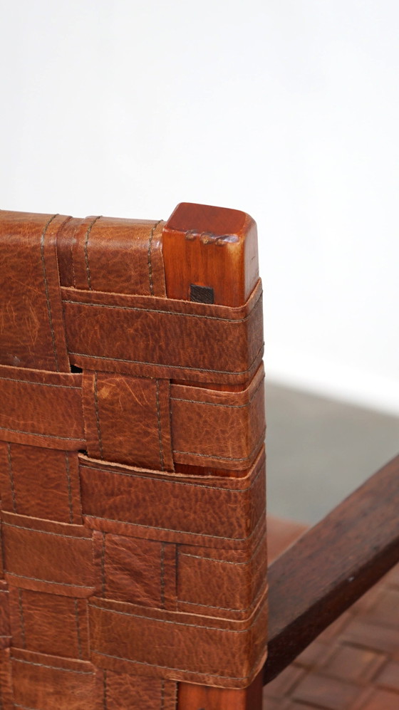 Image 1 of 2 x Schuitema design shaker stoel met gevlochten lederen zitting en rugleuning