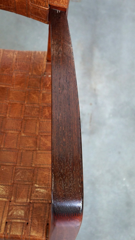 Image 1 of 2 x Schuitema design shaker stoel met gevlochten lederen zitting en rugleuning