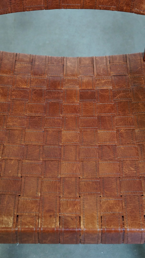 Image 1 of 2 x Schuitema design shaker stoel met gevlochten lederen zitting en rugleuning