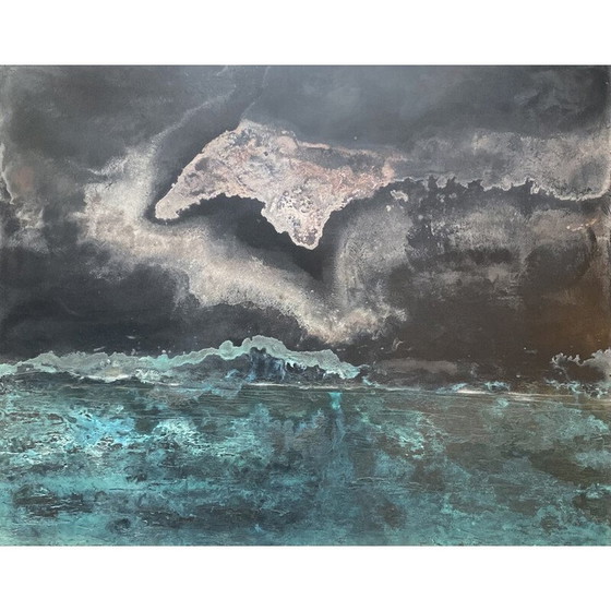 Image 1 of Vintage schilderij "Affleurement" van Frédérique Domergue