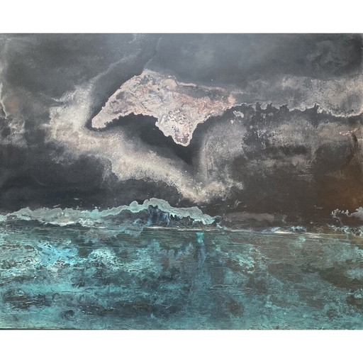 Vintage schilderij "Affleurement" van Frédérique Domergue