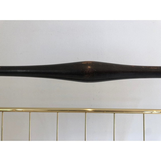 Image 1 of Vintage tijdschriftenrek van gezwart hout en messing, 1950