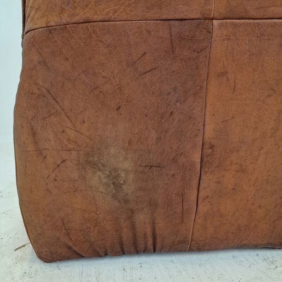 Image 1 of Vintage 2-zitsbank "The Rock" in bruin leer van Gerard Van Den Berg voor Montis, 1970