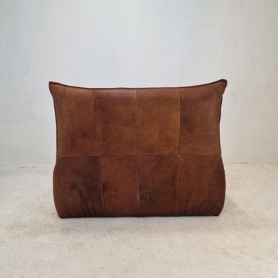 Image 1 of Vintage 2-zitsbank "The Rock" in bruin leer van Gerard Van Den Berg voor Montis, 1970