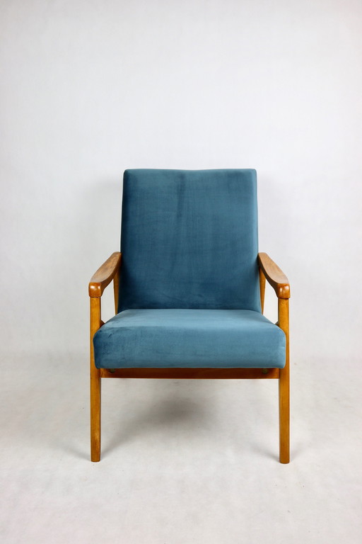 Tsjechisch model fauteuil in oceaanblauw, toegeschreven aan Jiri Jiroutek, 1970S