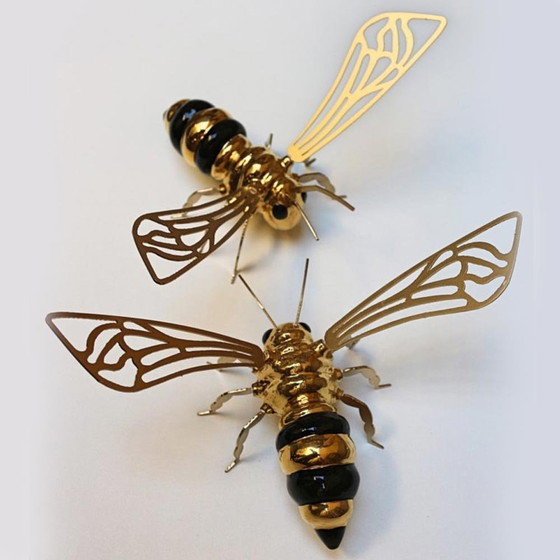 Image 1 of Gouden & Zwarte Bijen Keramisch Sculptuur